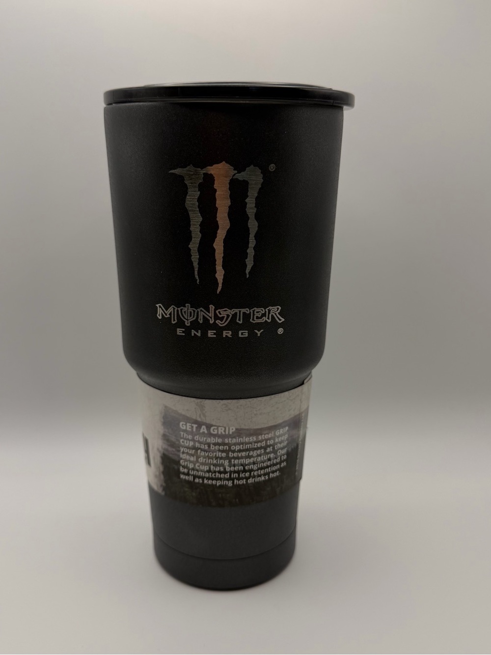 Grizzly Monster Energy Drink 32oz Grip Cup Tumbler Black Gray Matte Color